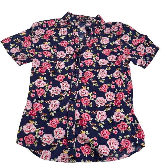 Allegra K Womens Floral Button Down Shirt Cotton Size 38 China - Picture 1 of 5